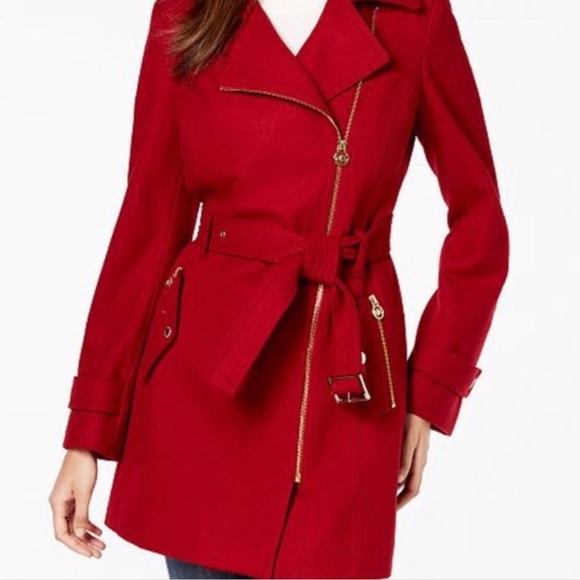Michael Kors Jackets & Blazers - Michael Kors red pea coat with gold detailing size S